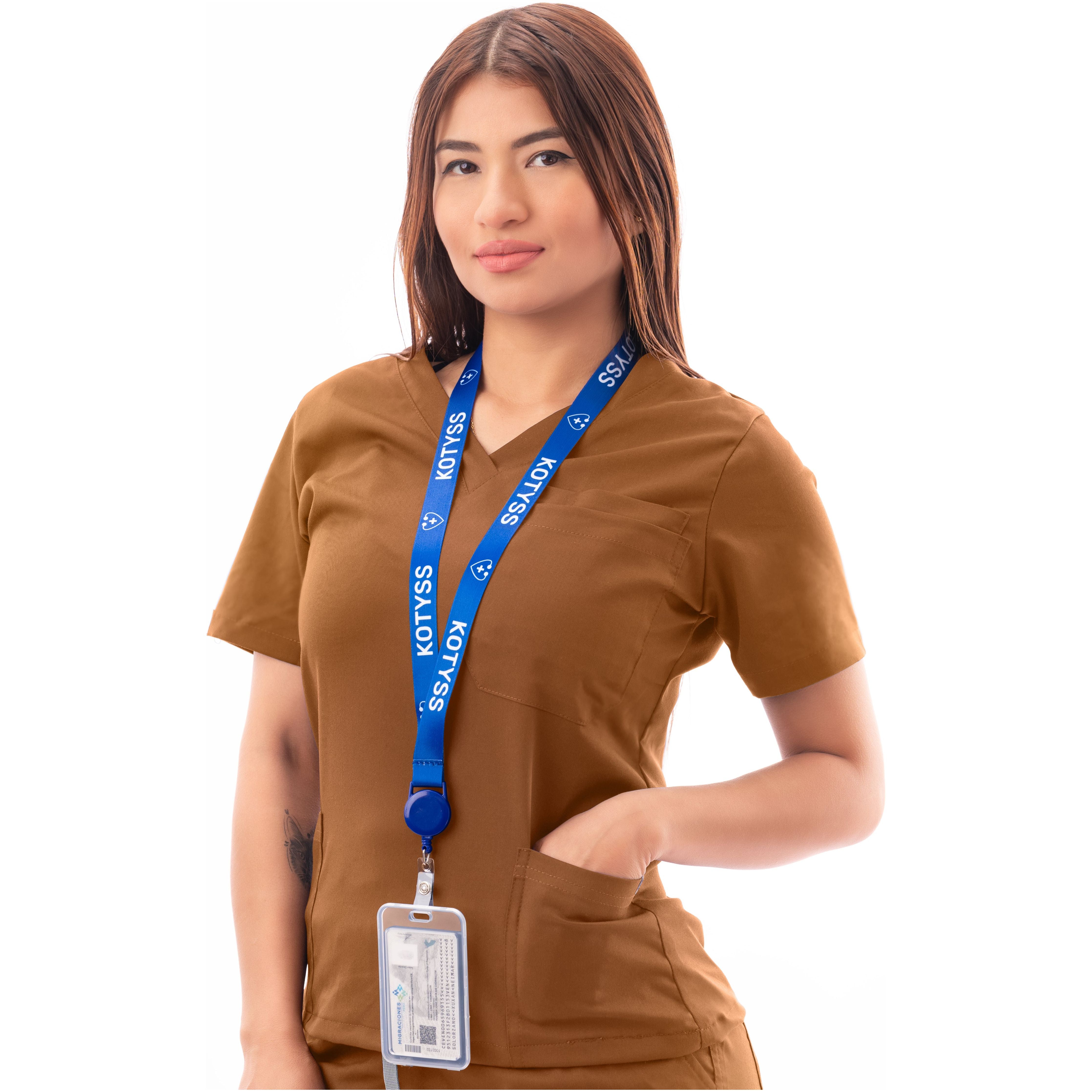 Multi-Pocket V-Neck Top and Scrub Jogger