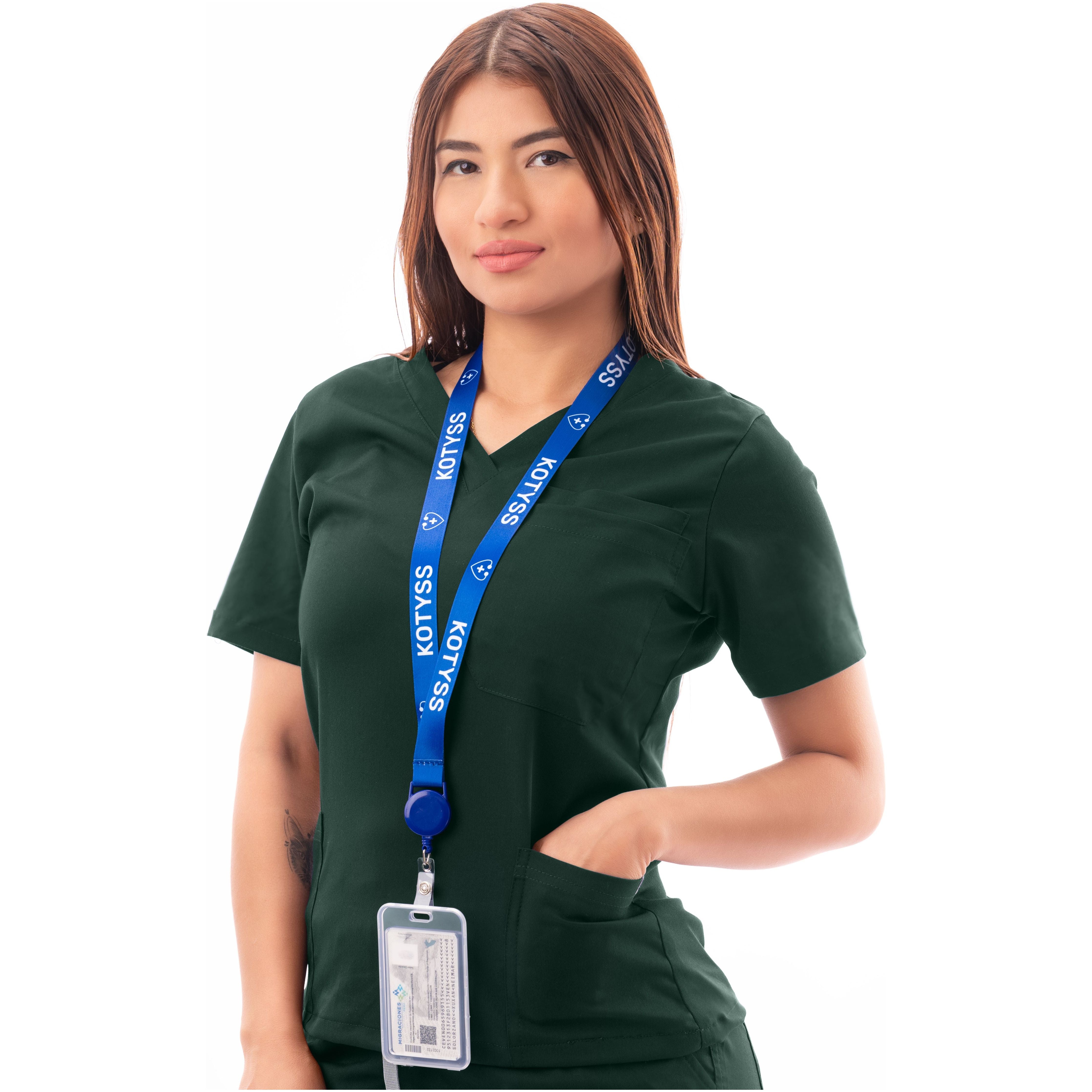 Multi-Pocket V-Neck Top and Scrub Jogger