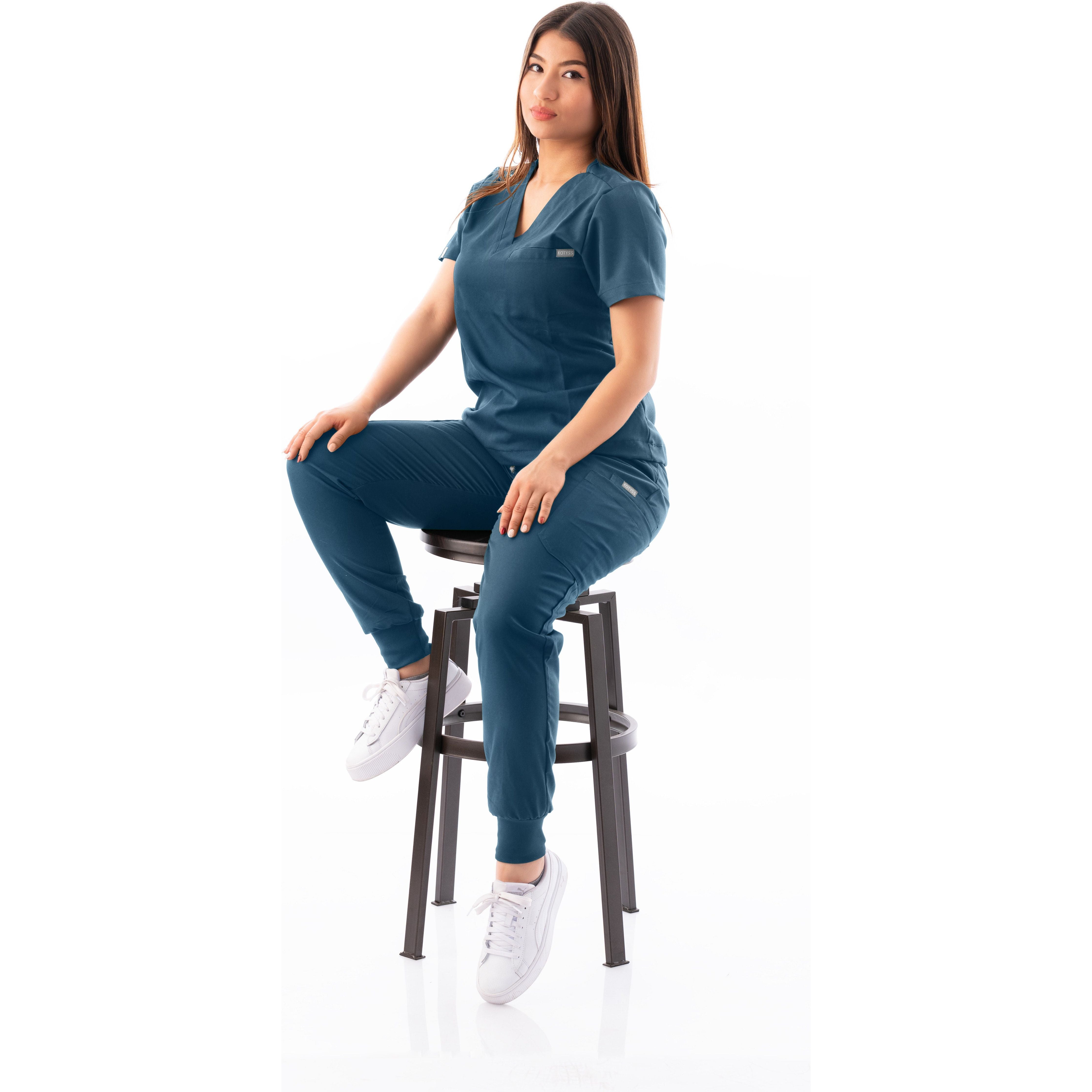 V-Neck Top and Scrub Jogger - Kotyss