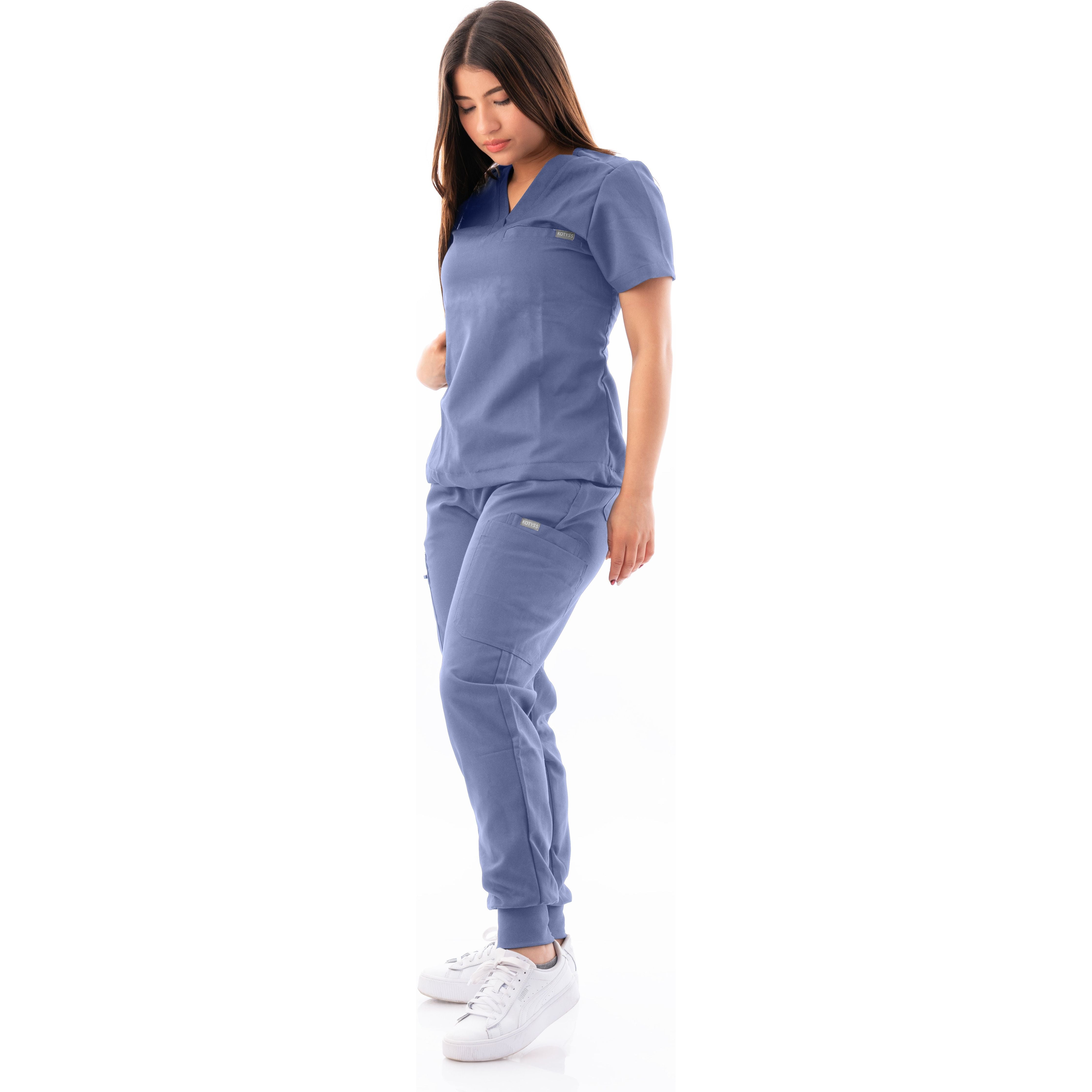 V-Neck Top and Scrub Jogger - Kotyss