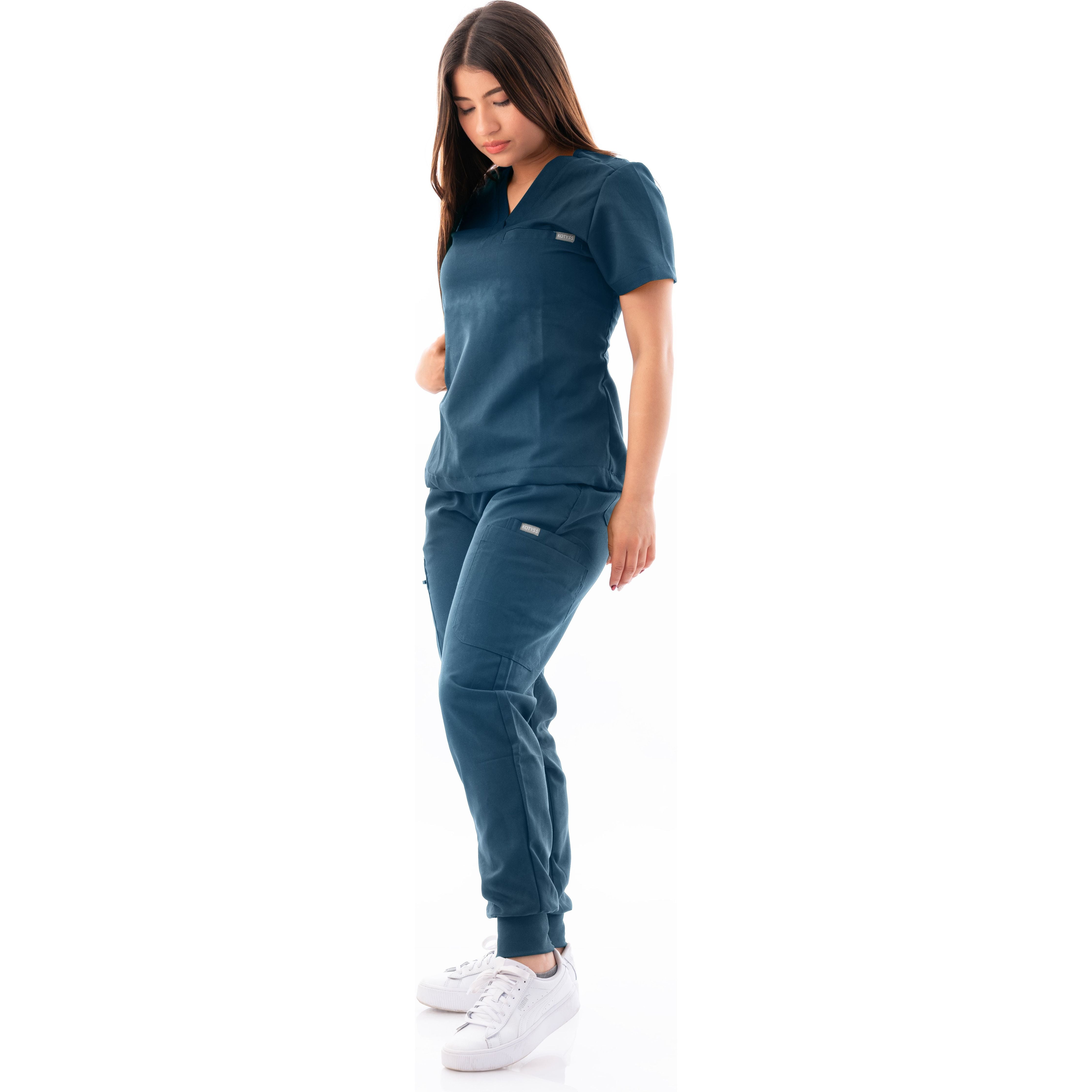 V-Neck Top and Scrub Jogger - Kotyss