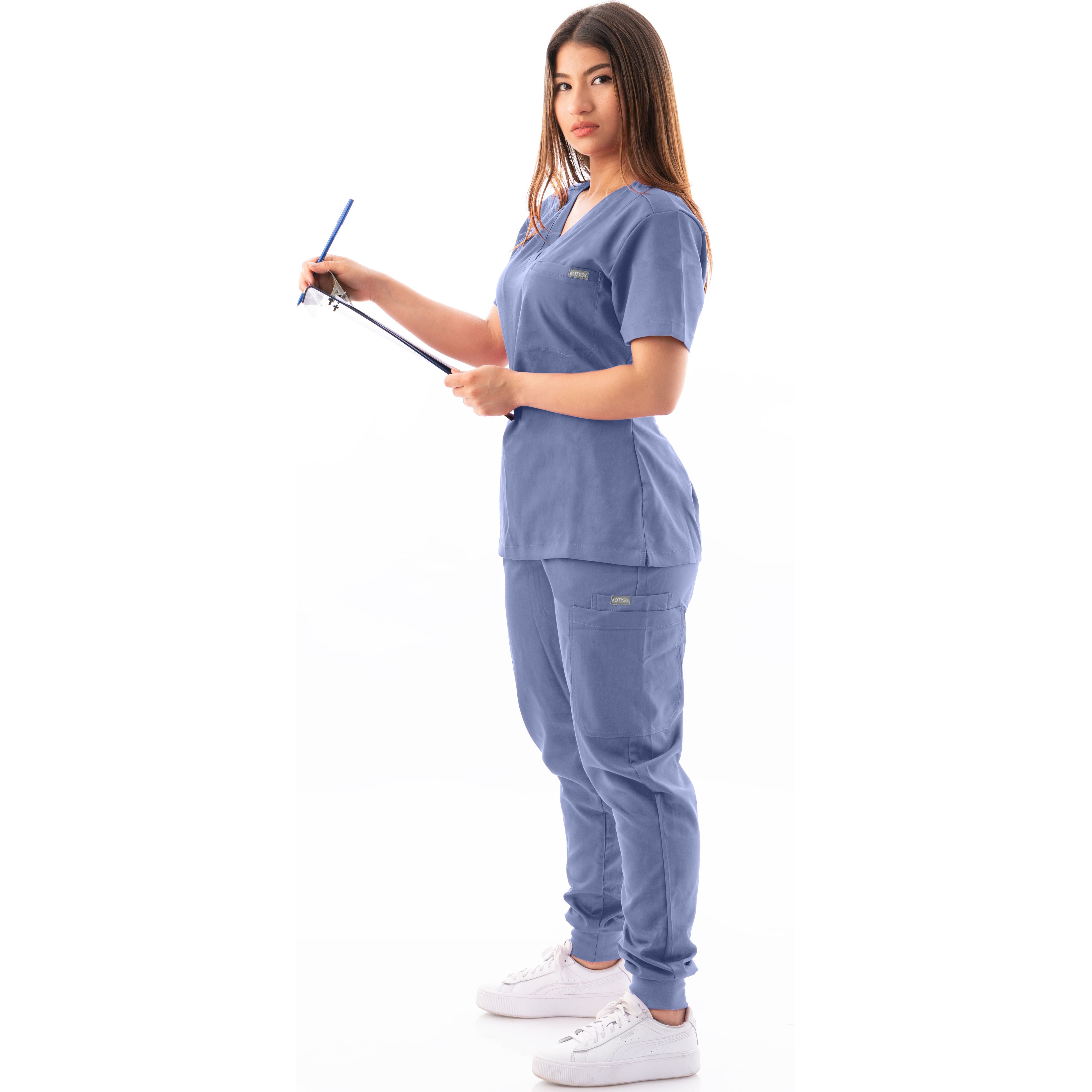 V-Neck Top and Scrub Jogger - Kotyss