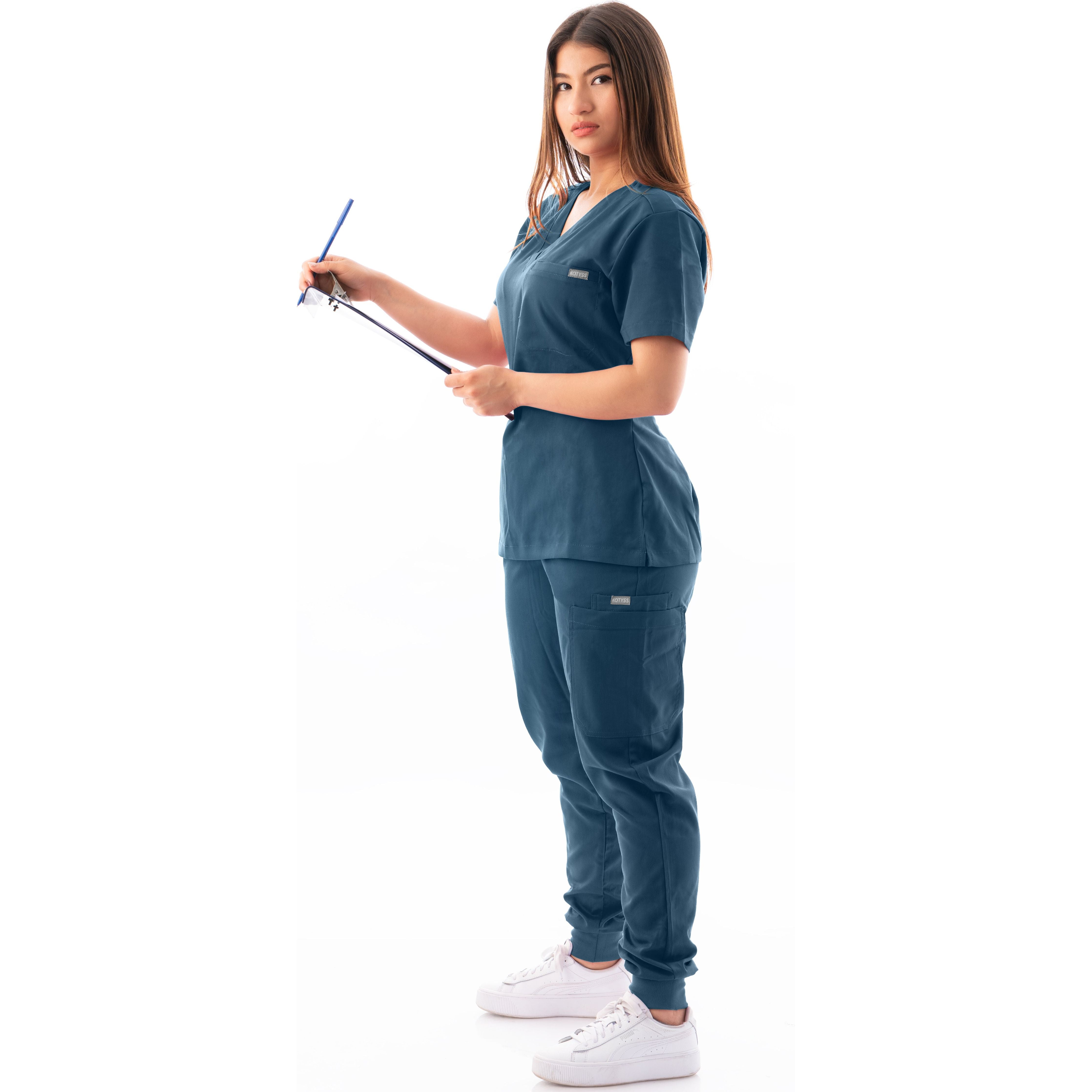 V-Neck Top and Scrub Jogger - Kotyss
