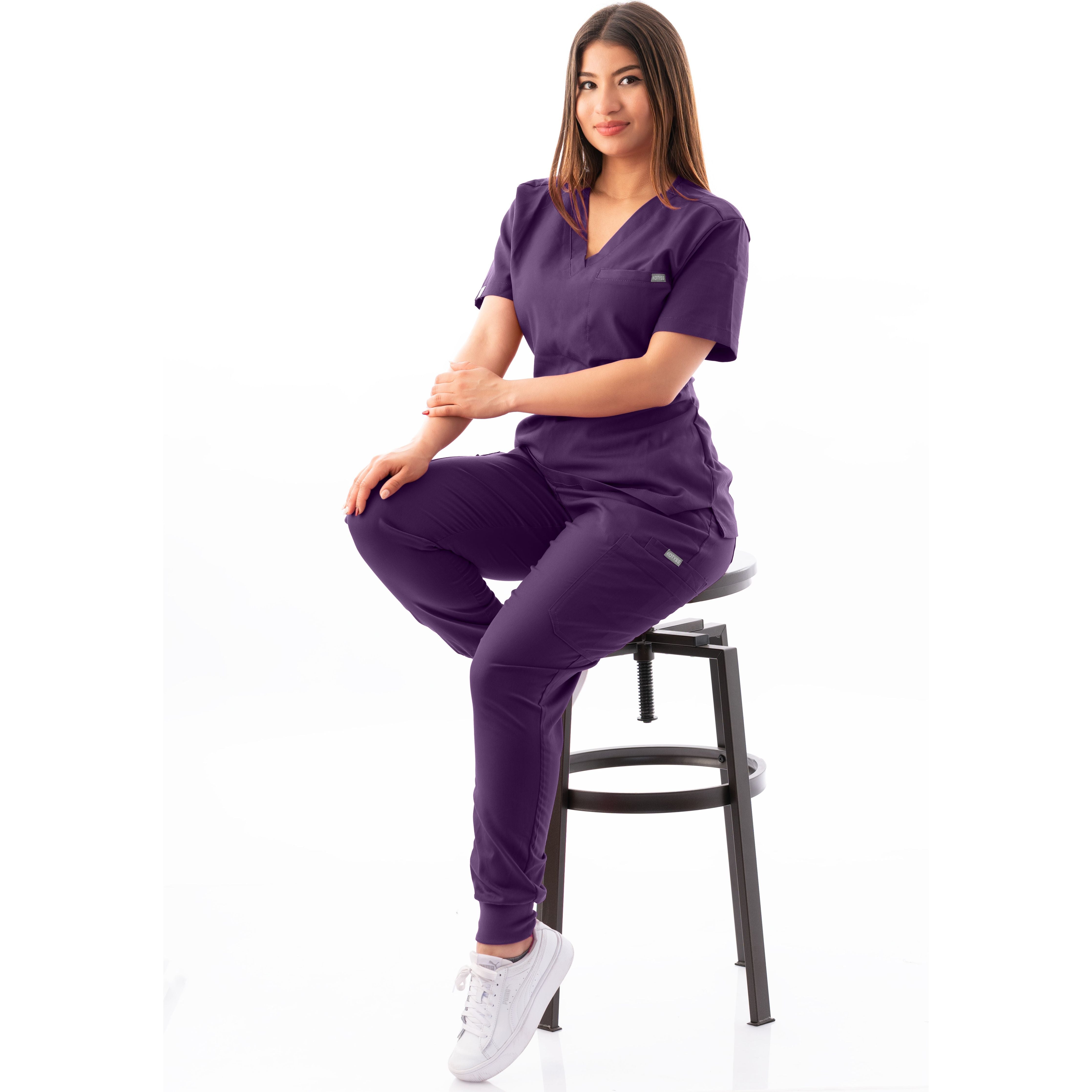 V-Neck Top and Scrub Jogger
