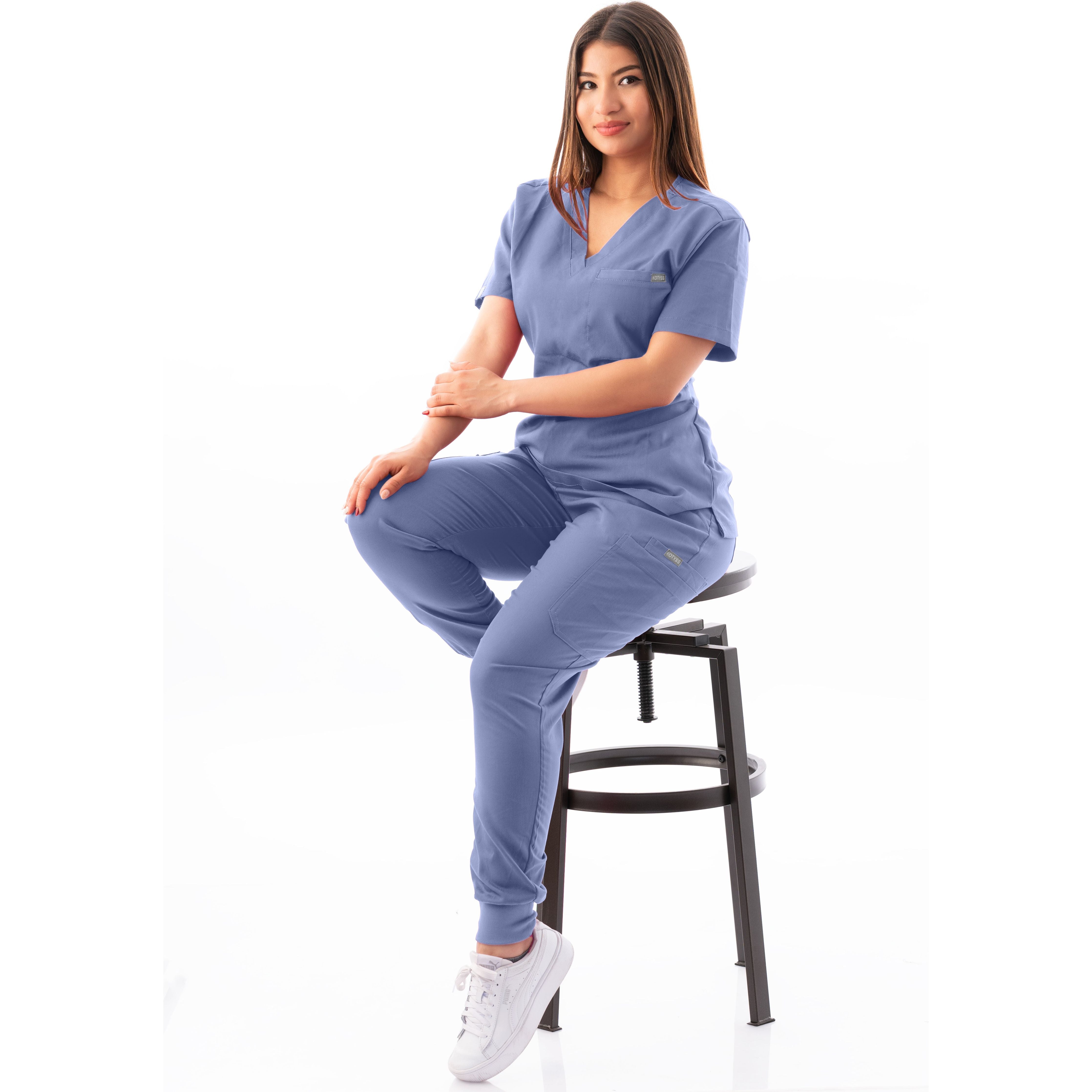 V-Neck Top and Scrub Jogger - Kotyss