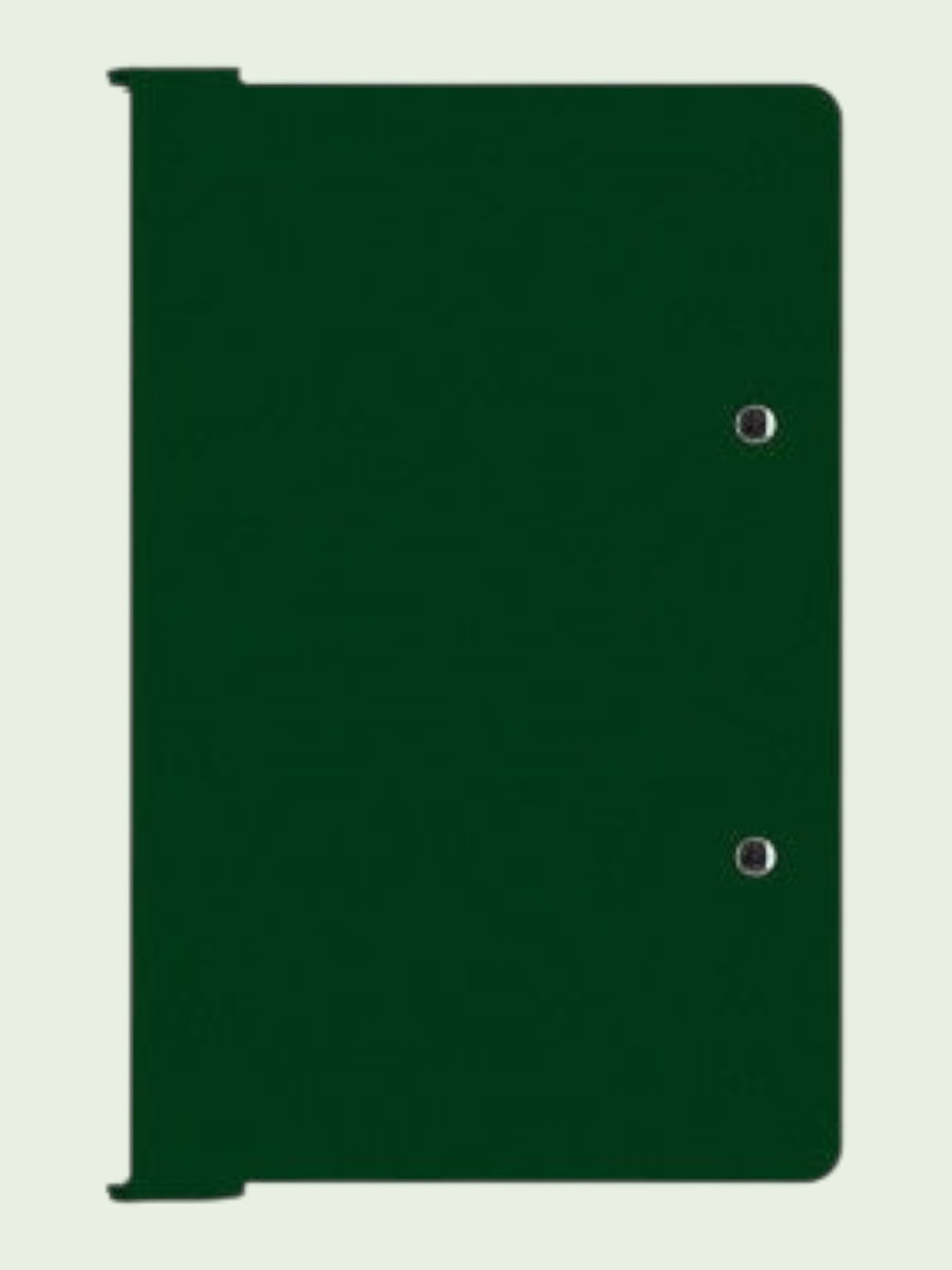 Kotyss foldable green aluminum clipboard for medical professionals, designed to fit in scrub pockets.