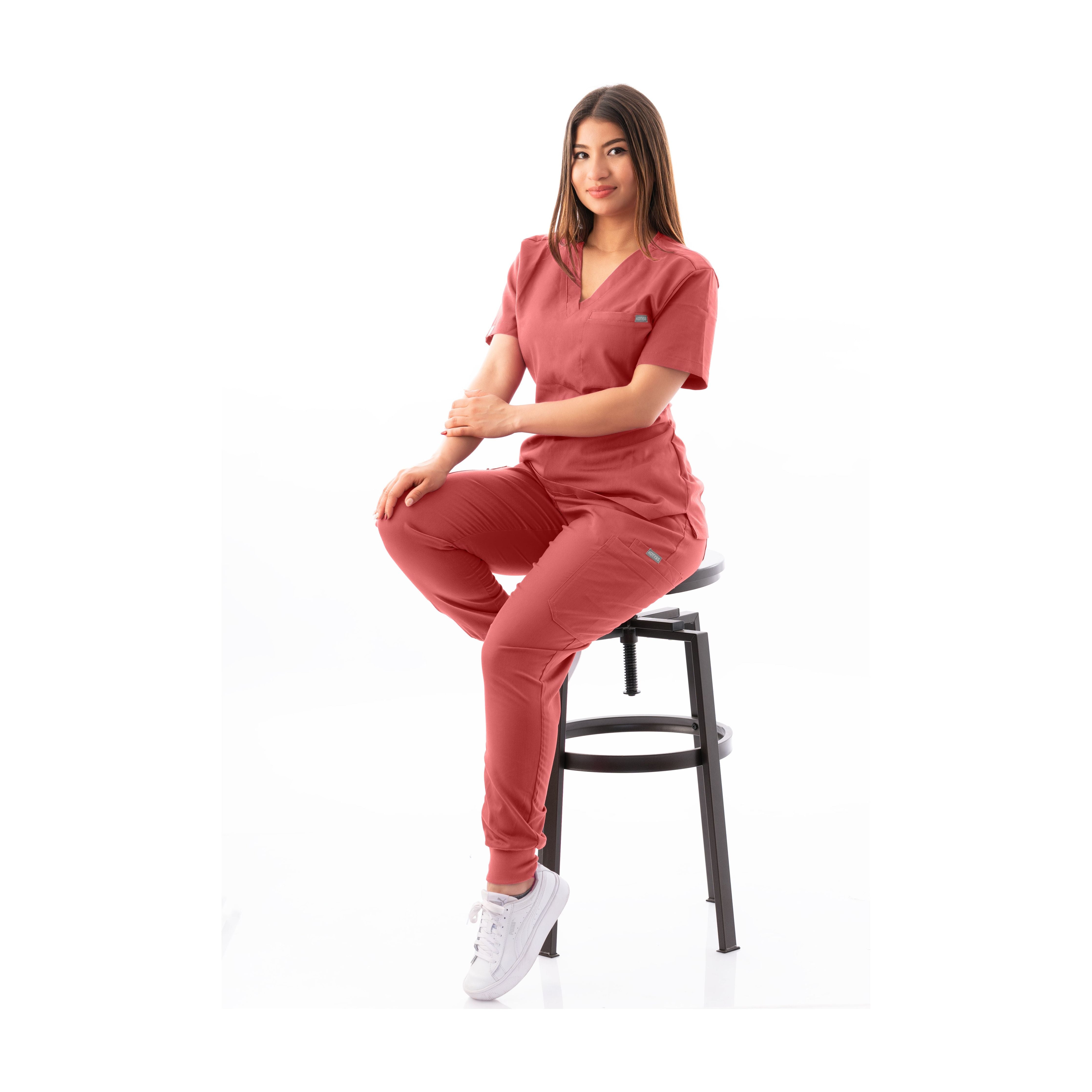 V-Neck Top & Scrub Jogger - Kotyss