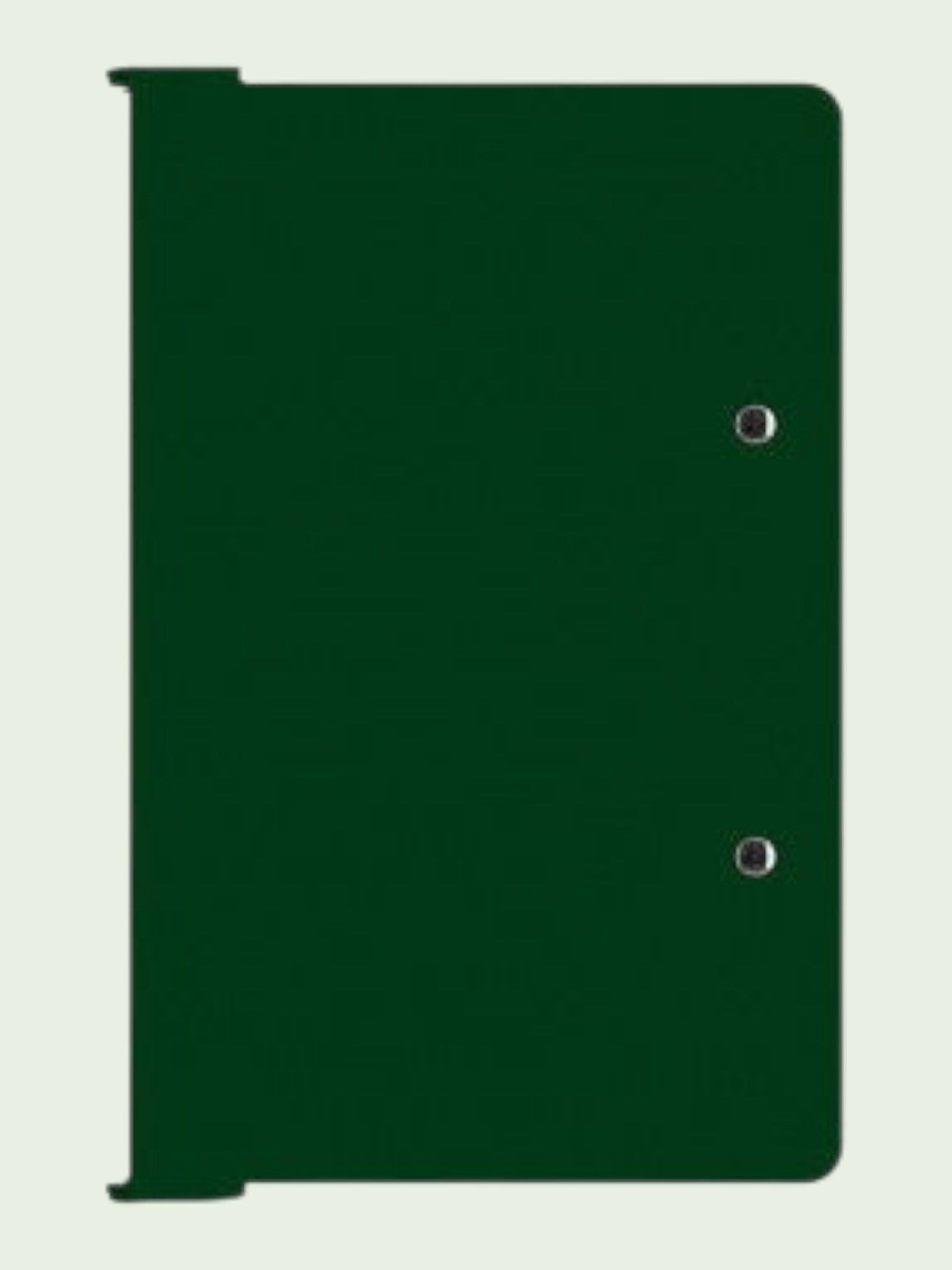 Kotyss foldable green aluminum clipboard for medical professionals, designed to fit in scrub pockets.