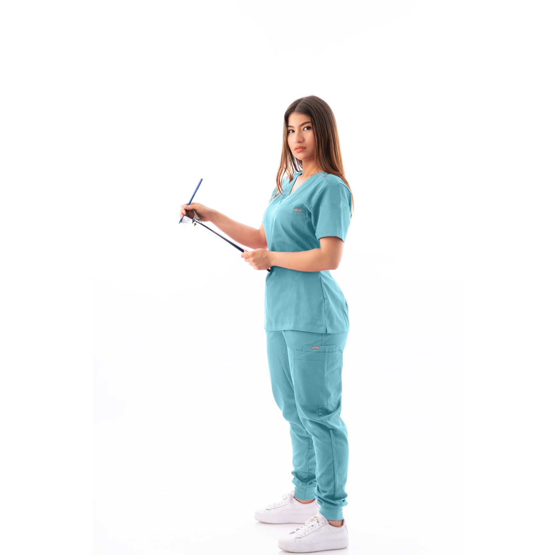 Unisex Solid Color Short Sleeve V Neck Nursing Suit Set For Women And Men  Black Scrub Pants And Capris With Nurses Scrubs Tops And Black Scrub Pants  For Health And Wellness From